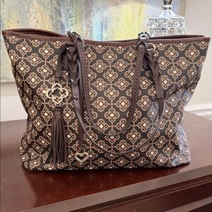 Brighton Black and Tan Patterned Tote
